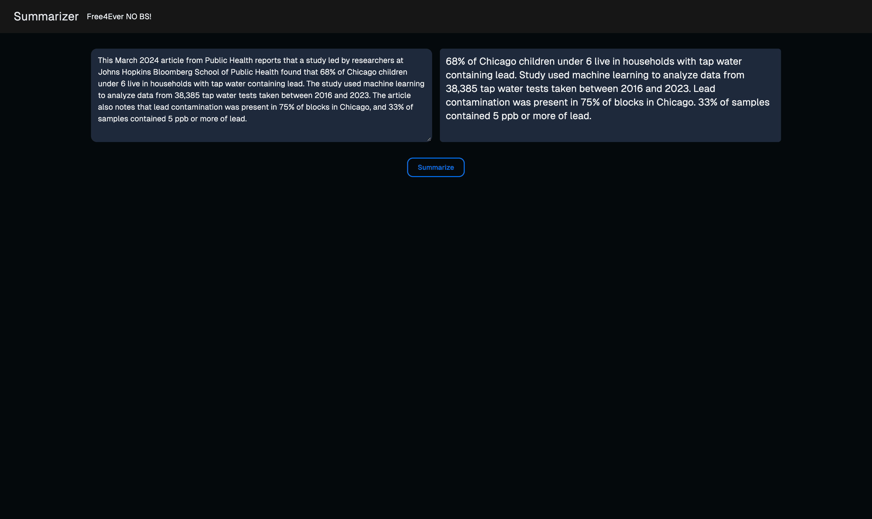 Summarizer screenshot