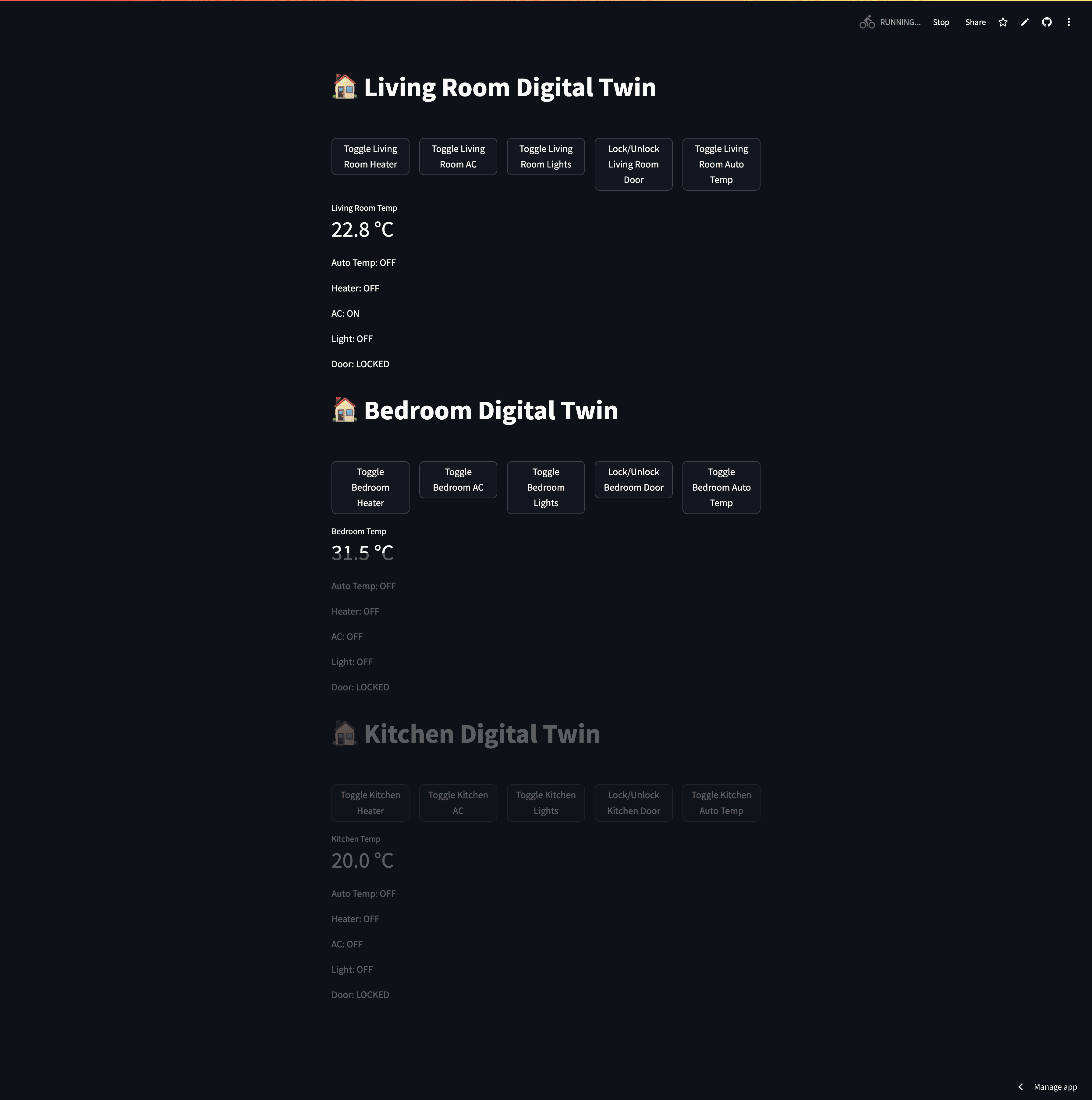 Smart Room Digital Twin screenshot